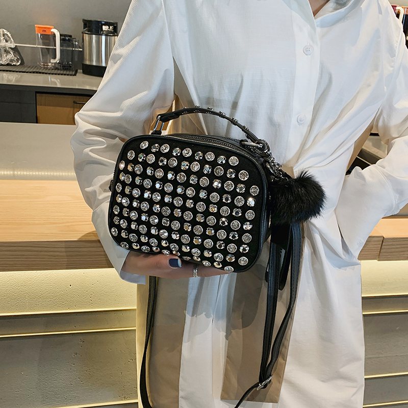 Damska Skórzana Torba Na Ramię Pełna Diamentów Lady Crossbody Bag 2023 Luksusowe Torebki Damskie Designer