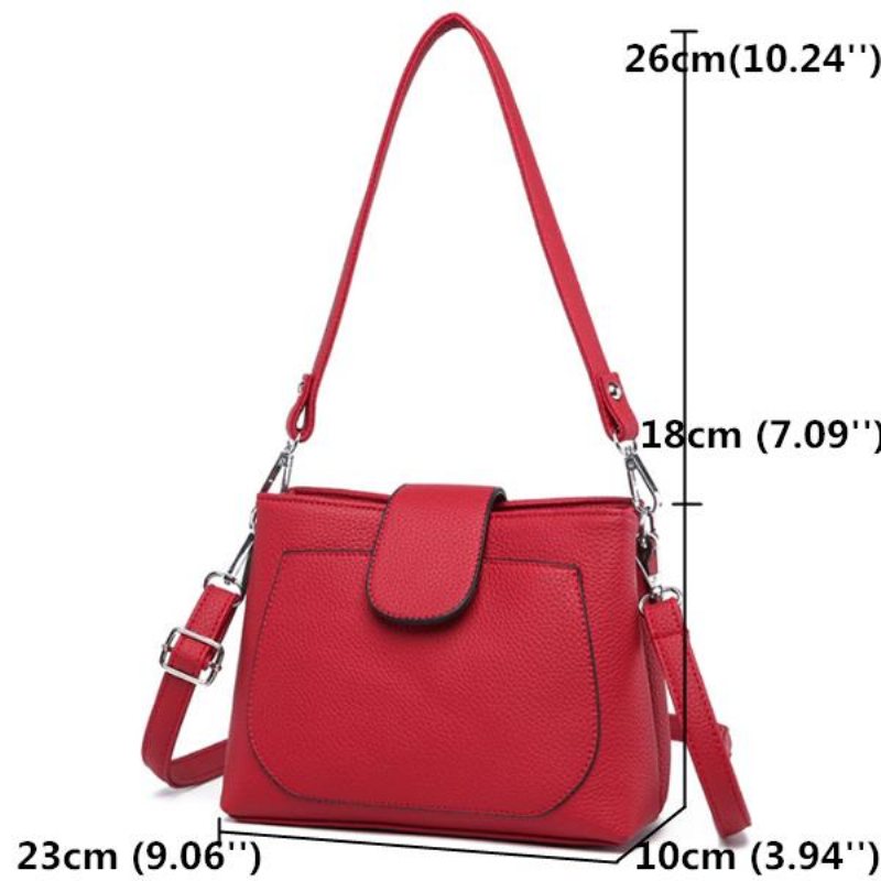 Damska Torba Crossbody Z Solidnej Skóry Pu Rekreacyjna Dwuwarstwowa Listonoszka