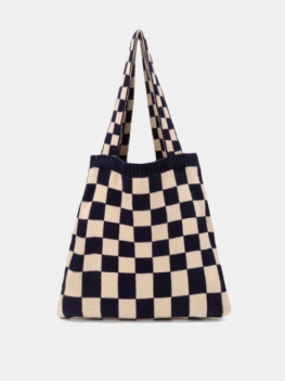 Damska Torebka Dacron Casual Multicolor Lattice Pattern Dopasowana Kolorystycznie Tote O Dużej Pojemności