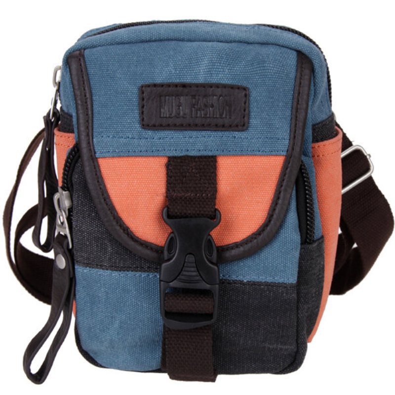 Damska Wielofunkcyjna Trzyfunkcyjna Klamra Do Wstawiania Paczek Patchwork Zipper Canvas Crossbody Bag