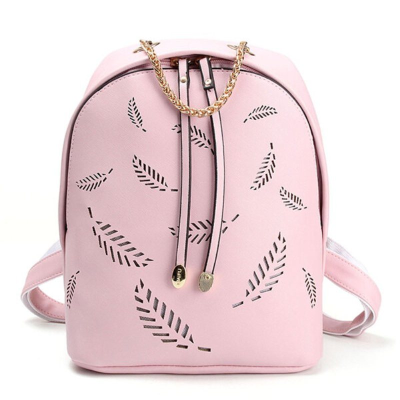 Damski Plecak Podróżny Ze Skóry Pu Casual Hollow Leaf School Bag