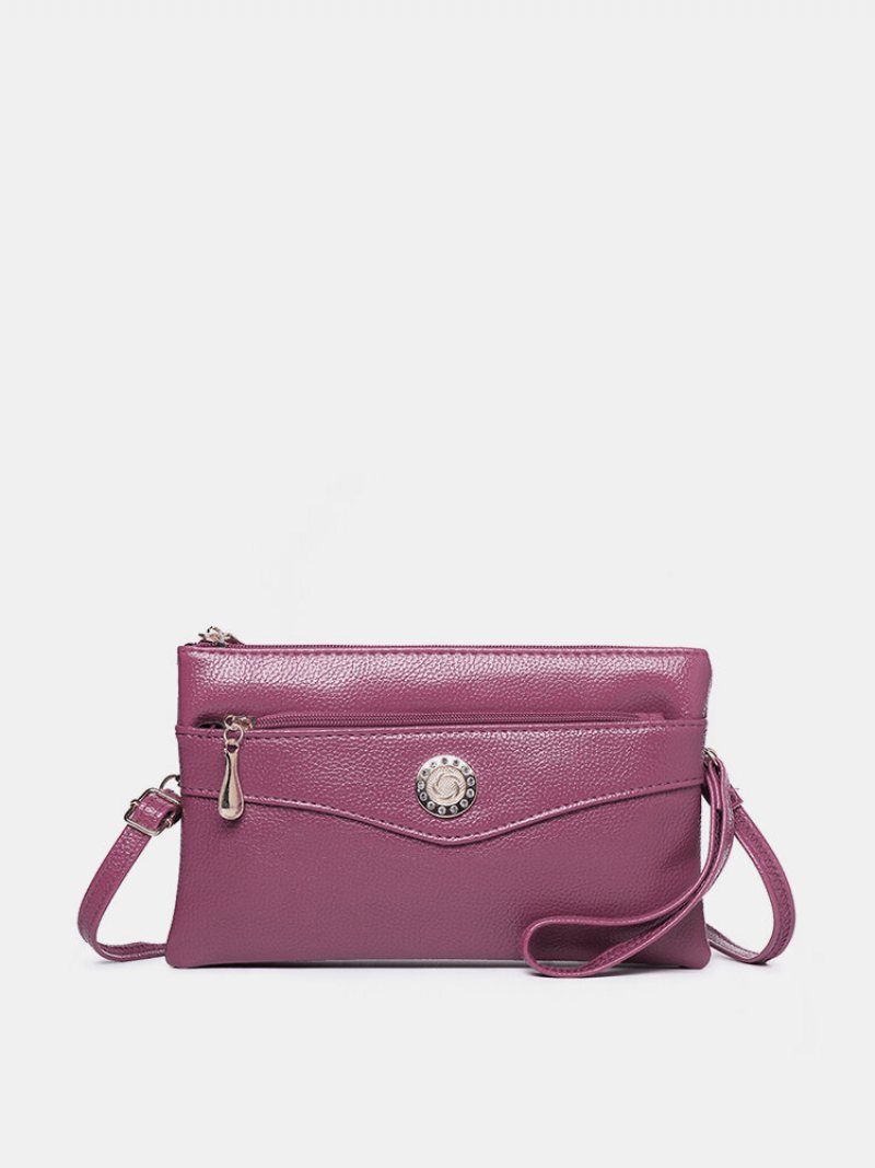 Damskie Kopertówki Ze Skóry Pu Na Co Dzień Wielofunkcyjne Torby Crossbody Solid Wallet