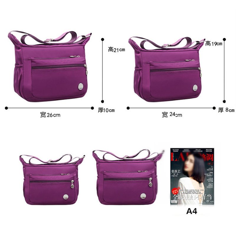 Damskie Nylonowe Wodoodporne Torby Crossbody Multi-slots Leisure Lekkie Na Ramię