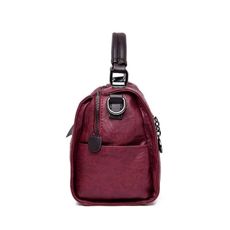 Damskie Torebki Z Miękkiej Skóry Crossbody Przeszycia Rekreacyjne Solidne Torby Na Ramię Boston