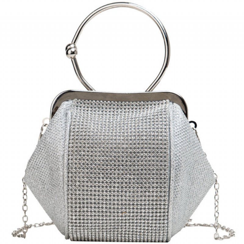 Elegancka Mała Torba Damska Nowa Zagraniczna Na Ramię Z Łańcuchem Gazowym Fashion Diamond Crossbody Bag