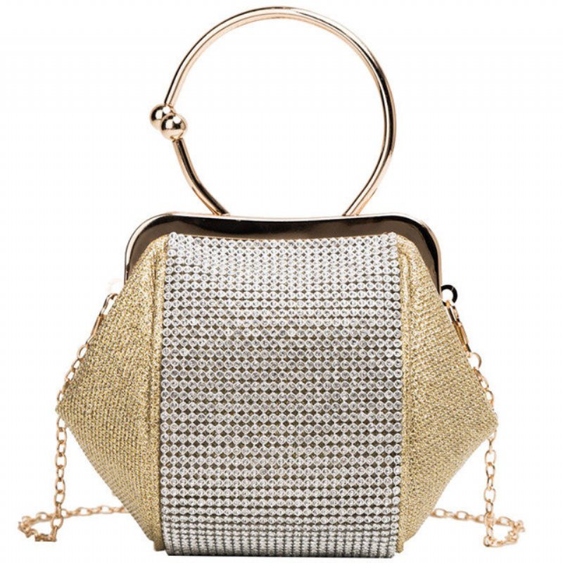 Elegancka Mała Torba Damska Nowa Zagraniczna Na Ramię Z Łańcuchem Gazowym Fashion Diamond Crossbody Bag