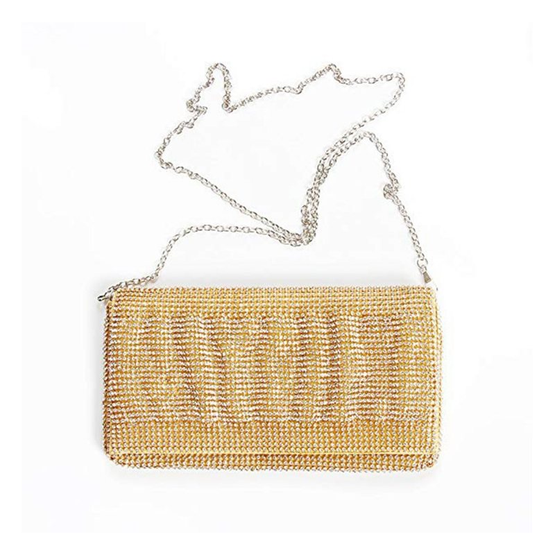 Exquisite Wedding Party Clutch Torebka Sparkling Crystal Ladies Wieczorowa Rhinestone - Gold