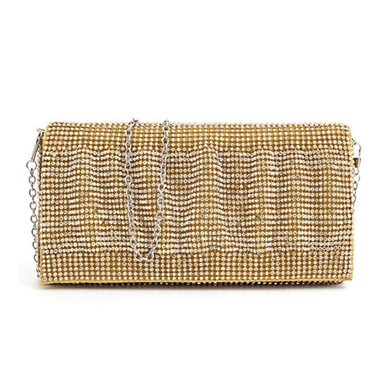 Exquisite Wedding Party Clutch Torebka Sparkling Crystal Ladies Wieczorowa Rhinestone - Gold