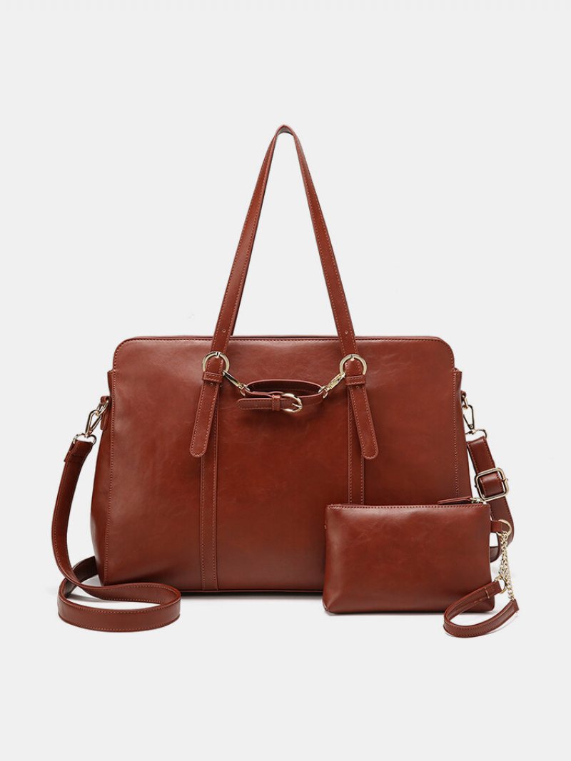 Faux Leather Multi-pocket Duża Pojemność 13.3-calowa Torba Na Laptopa Dwuczęściowy Zestaw Torebka Crossbody Bag Tote