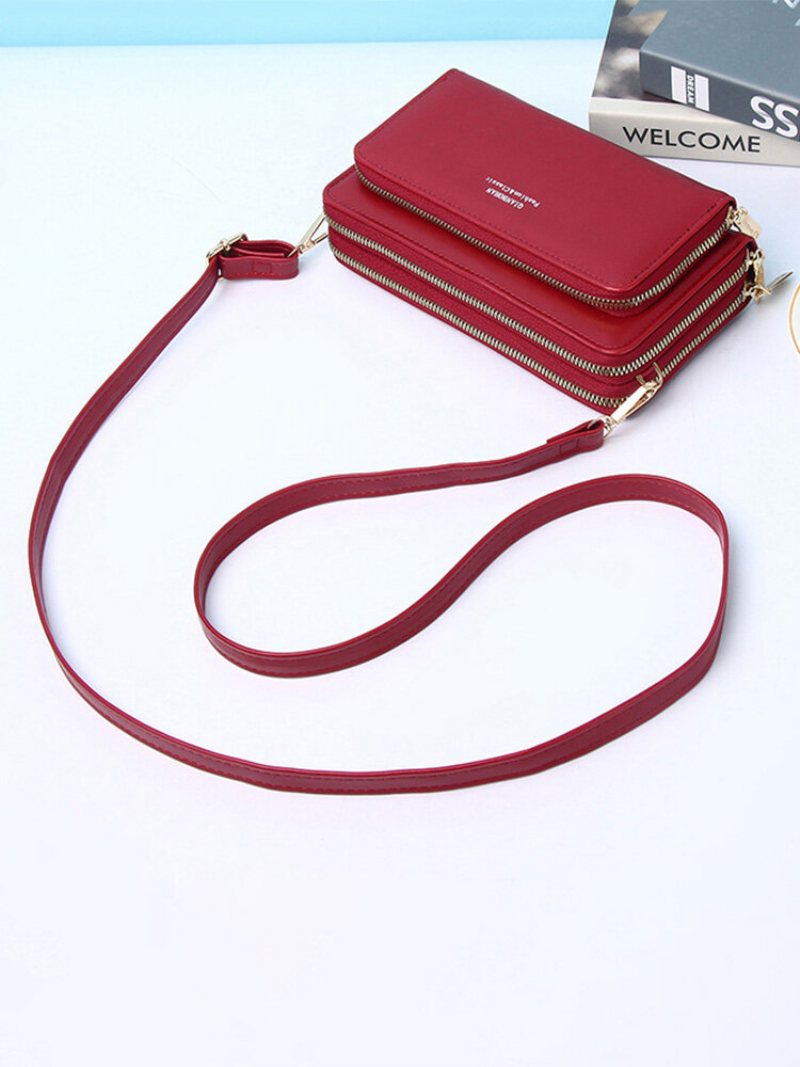 Joseko Damska Pu Faux Leather Zipper Trend W Modzie Torba Na Ramię Crossbody Na Telefon