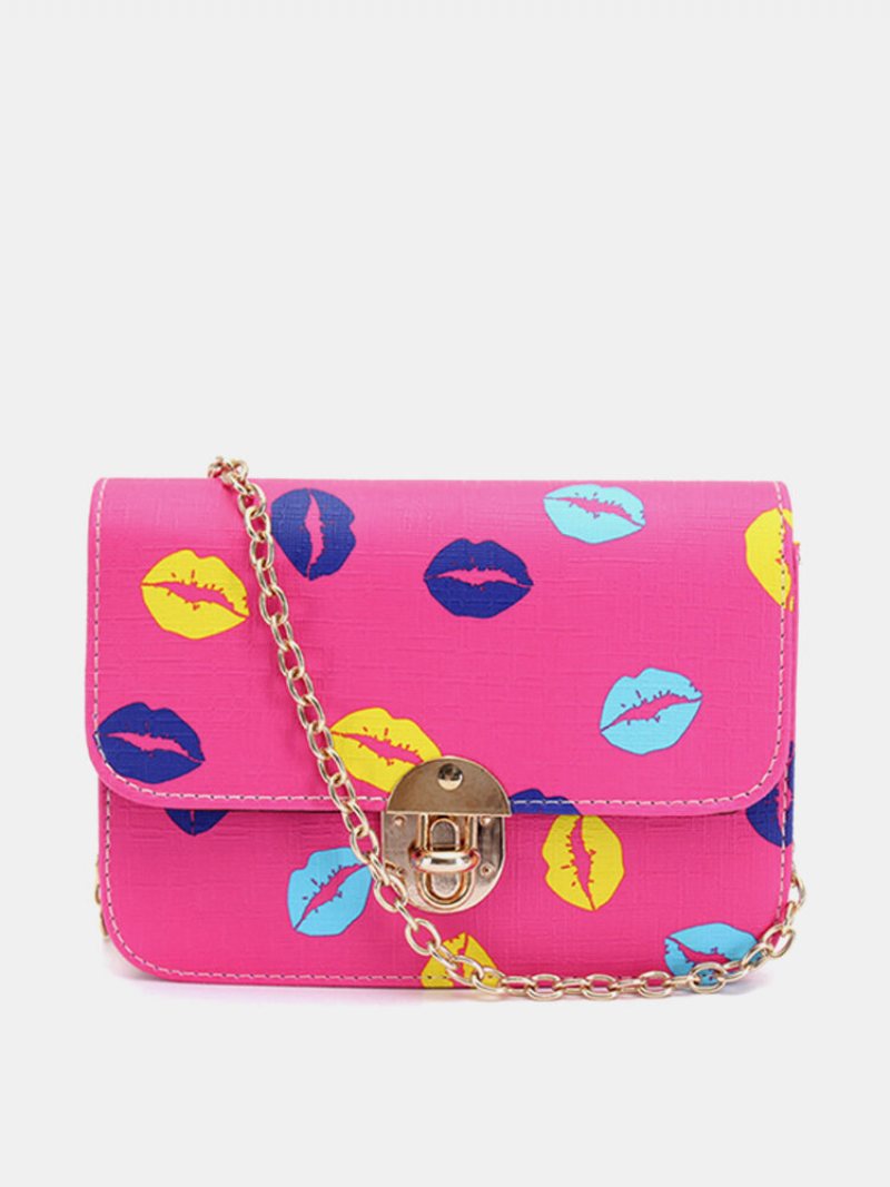 Kobiety Casual Lip Pattern Skórzana Torba Na Ramię Crossbody