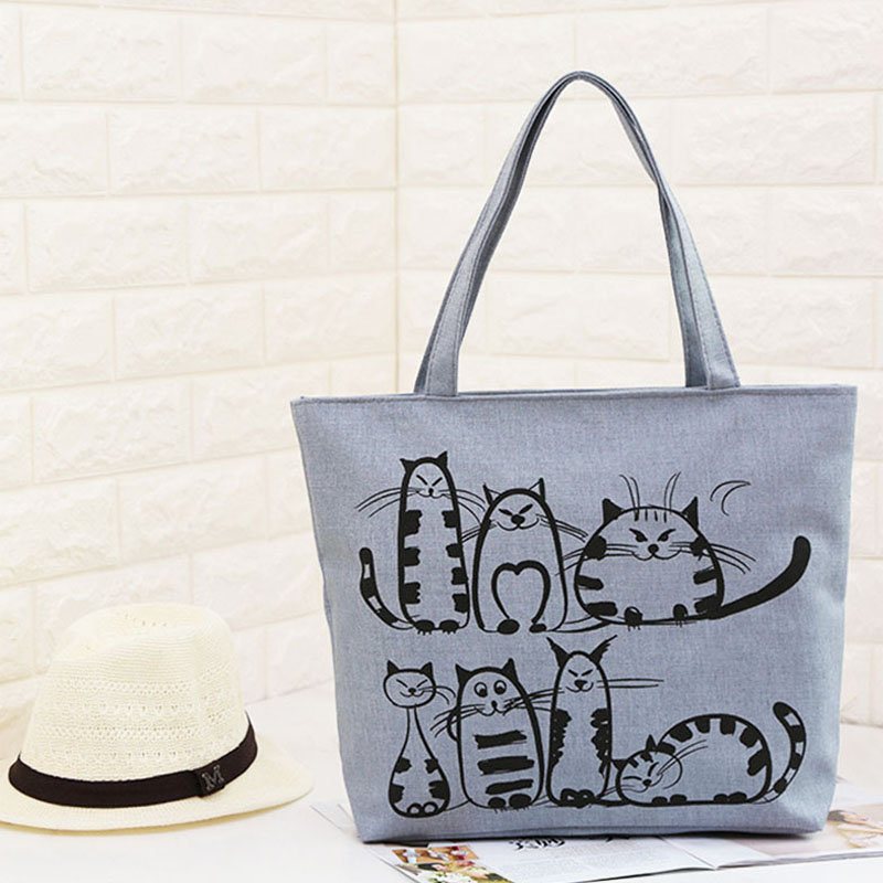 Kobiety Cute Cat Pattern Torebki Torby Na Ramię O Dużej Pojemności