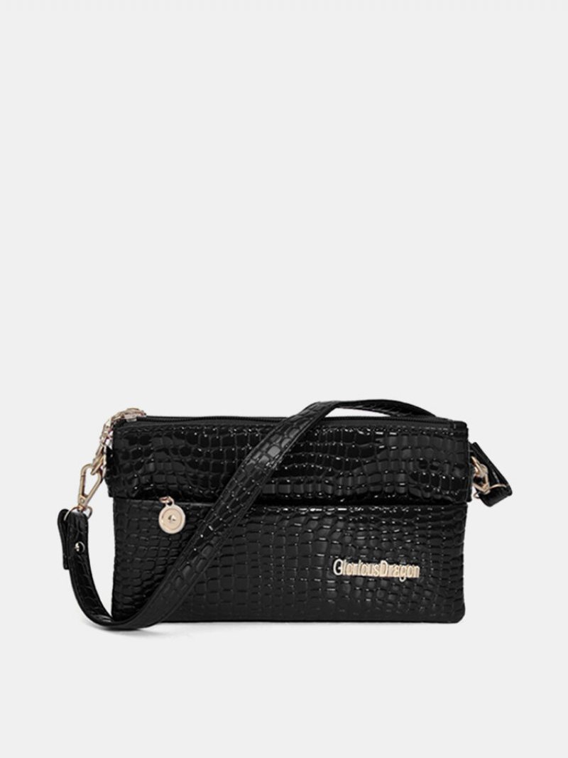 Kobiety Krokodyl Ziarno Eleganckie Trzy Zapinane Na Zamek Torby Crossbody Rekreacyjne Na Ramię