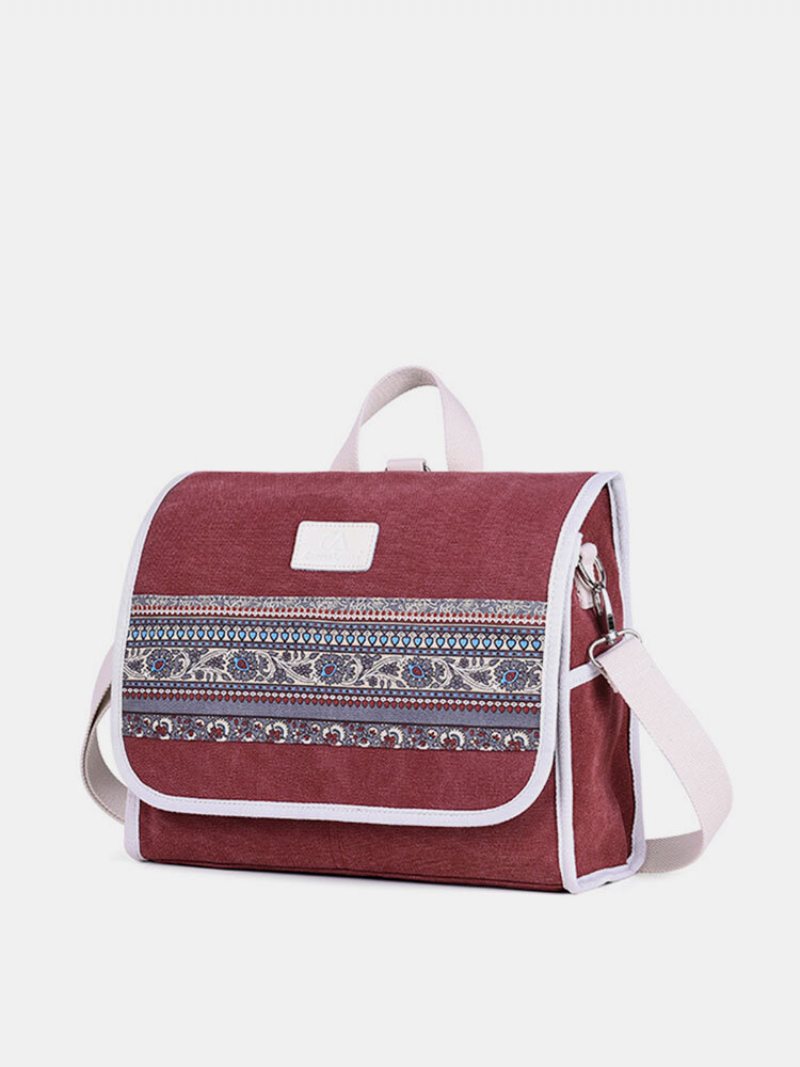 Kobiety Płótno Wielofunkcyjna Torba Na Ramię W Stylu Narodowym Plecak Crossbody Torby