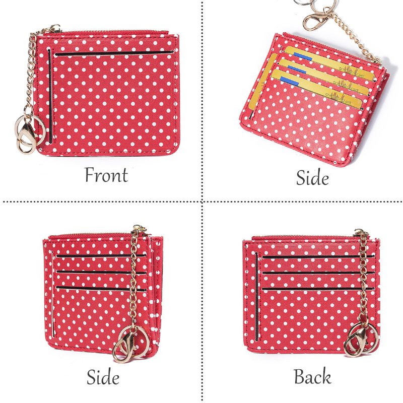 Kobiety Polka Dot Zipper Coin Card Package Śliczne Etui Na Karty Portfel Torebka Na Szyję