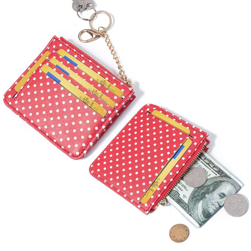 Kobiety Polka Dot Zipper Coin Card Package Śliczne Etui Na Karty Portfel Torebka Na Szyję