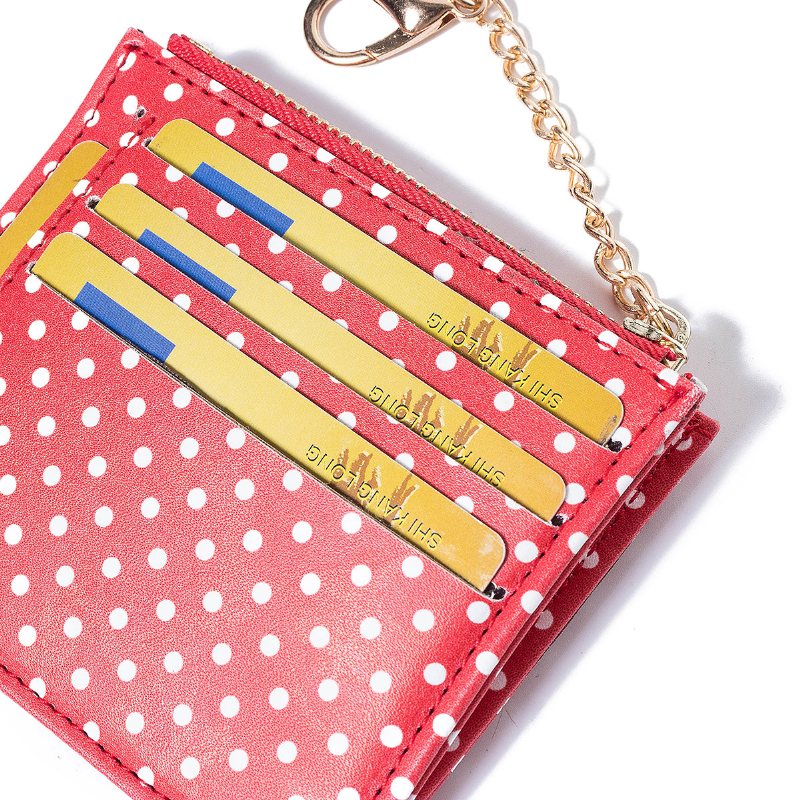 Kobiety Polka Dot Zipper Coin Card Package Śliczne Etui Na Karty Portfel Torebka Na Szyję