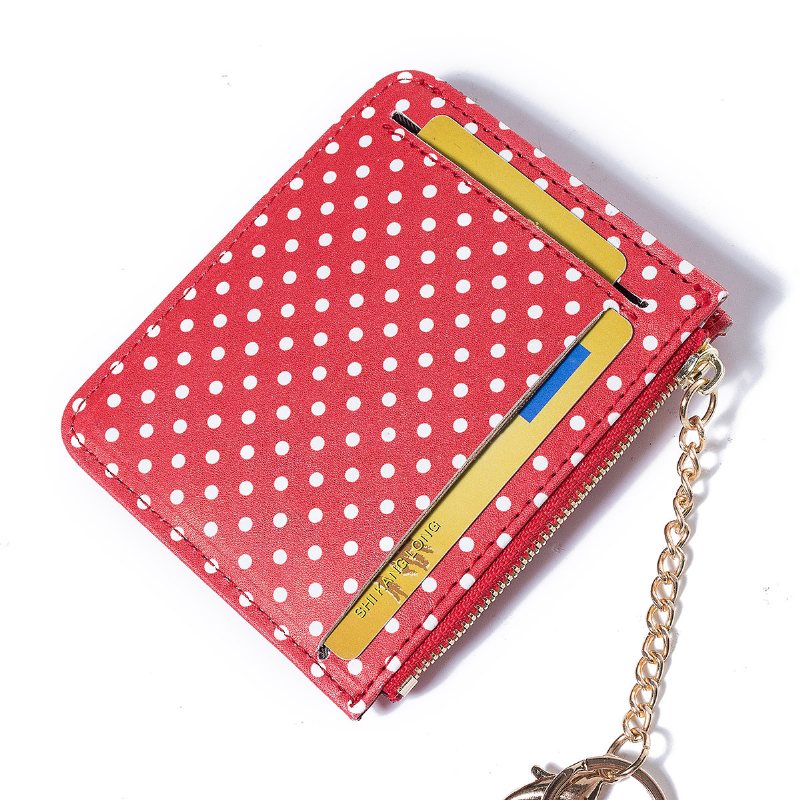 Kobiety Polka Dot Zipper Coin Card Package Śliczne Etui Na Karty Portfel Torebka Na Szyję