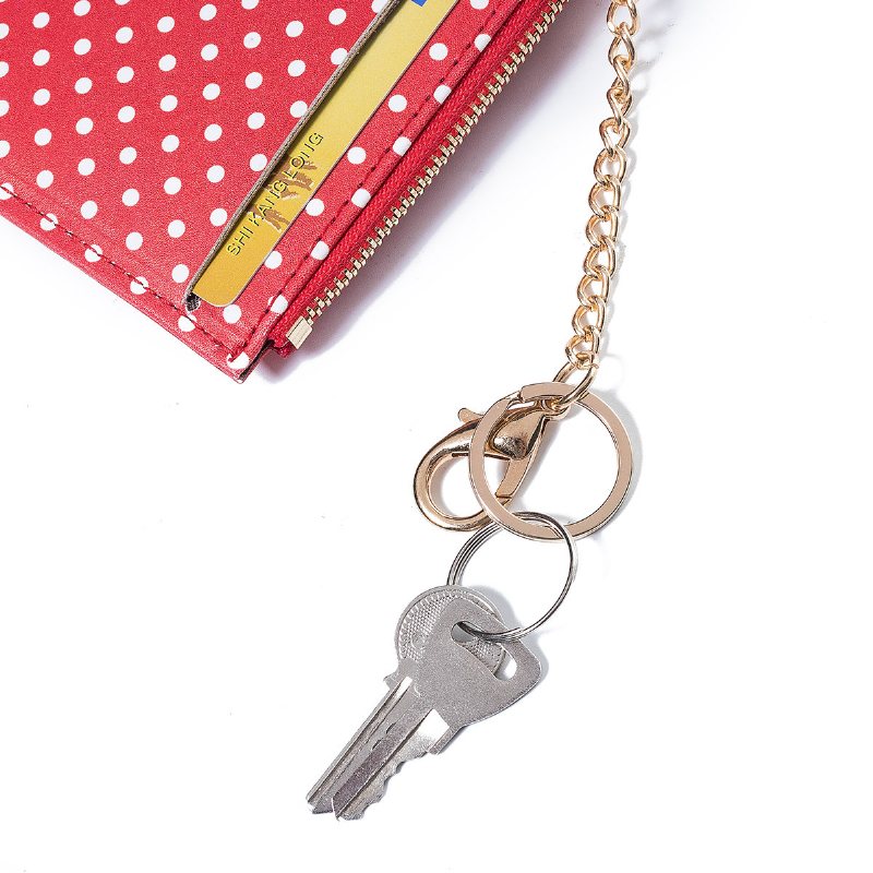 Kobiety Polka Dot Zipper Coin Card Package Śliczne Etui Na Karty Portfel Torebka Na Szyję