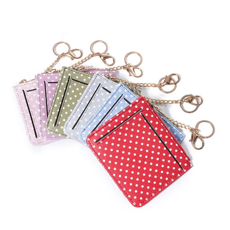 Kobiety Polka Dot Zipper Coin Card Package Śliczne Etui Na Karty Portfel Torebka Na Szyję