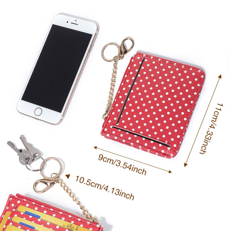 Kobiety Polka Dot Zipper Coin Card Package Śliczne Etui Na Karty Portfel Torebka Na Szyję