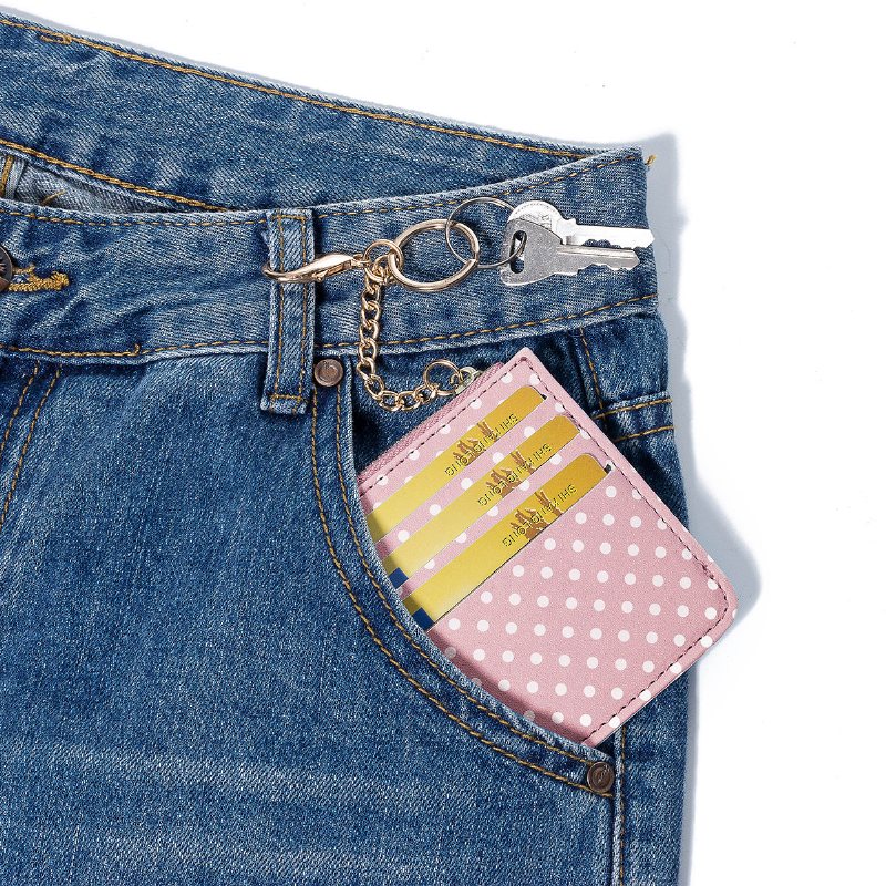 Kobiety Polka Dot Zipper Coin Card Package Śliczne Etui Na Karty Portfel Torebka Na Szyję