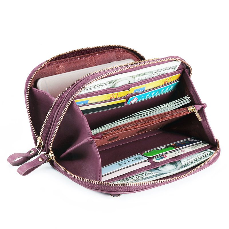 Kobiety Pu Leather Solid 8 Card Slot Bag Multi-slot Phone Bags Leisure Crossbody