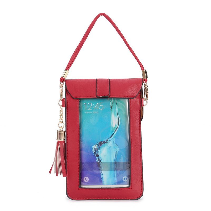 Kobiety Pu Skórzany Ekran Dotykowy 5.5-calowe Torby Na Telefon Tassel Crossbody