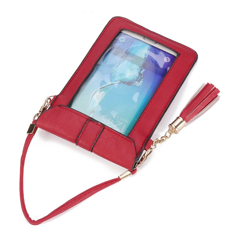 Kobiety Pu Skórzany Ekran Dotykowy 5.5-calowe Torby Na Telefon Tassel Crossbody