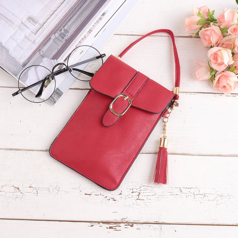 Kobiety Pu Skórzany Ekran Dotykowy 5.5-calowe Torby Na Telefon Tassel Crossbody