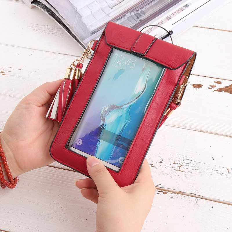 Kobiety Pu Skórzany Ekran Dotykowy 5.5-calowe Torby Na Telefon Tassel Crossbody