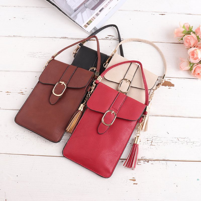 Kobiety Pu Skórzany Ekran Dotykowy 5.5-calowe Torby Na Telefon Tassel Crossbody