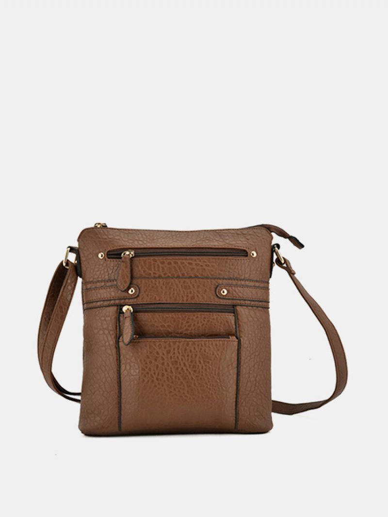 Kobiety Pure Color Multi-pocket Messenger Torby Na Ramię Torba Crossbody