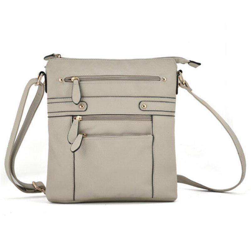 Kobiety Pure Color Multi-pocket Messenger Torby Na Ramię Torba Crossbody