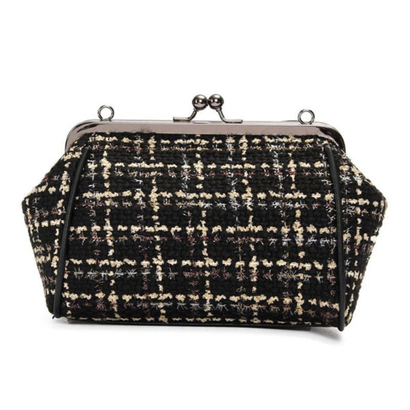 Kobiety Stylowy Łańcuszek Wełniana Tkanina Bowknot Hasp Torby Na Ramię Wieczorowe Crossbody