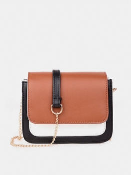 Laides Eleganckie Kolorowe Patchworkowe Torebki Ze Skóry Pu Z Klapką Crossbody