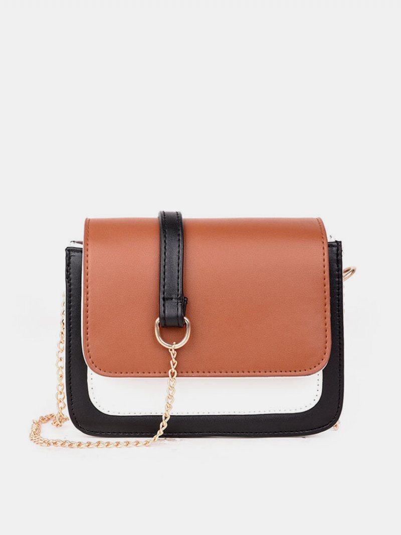 Laides Eleganckie Kolorowe Patchworkowe Torebki Ze Skóry Pu Z Klapką Crossbody