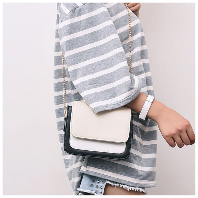 Laides Eleganckie Kolorowe Patchworkowe Torebki Ze Skóry Pu Z Klapką Crossbody