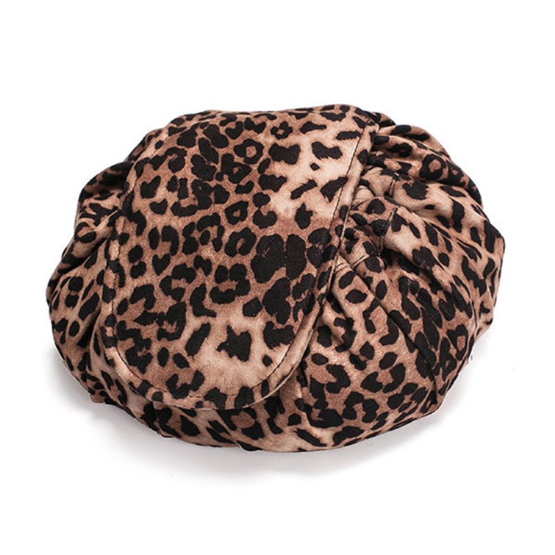 Leopard Print Lazy Makeup Bag Przenośna Torba Podróżna Do Przechowywania Do Ze Sznurkiem O Dużej Pojemności