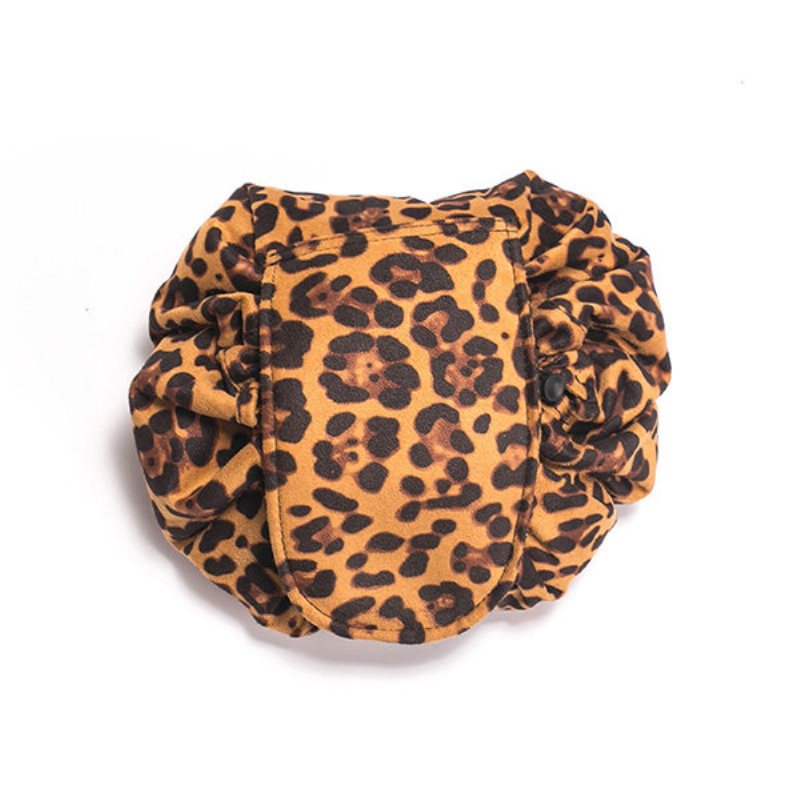 Leopard Print Lazy Makeup Bag Przenośna Torba Podróżna Do Przechowywania Do Ze Sznurkiem O Dużej Pojemności