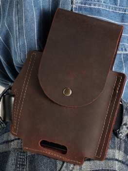 Męska Skórzana Torba Menico 7.09 Cal Edc Retro Z Krótkim Etui Na Talię