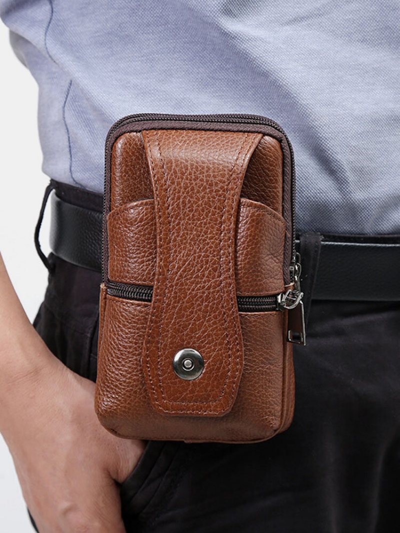 Męska Torba Z Prawdziwej Skóry Multi-carry 6.5-calowa Na Telefon Crossbody Na Talię Na Pasek