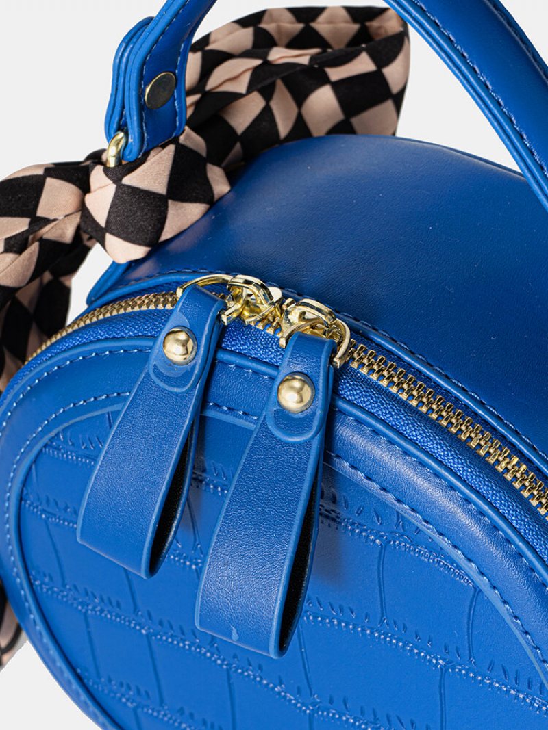 Modna Torebka Klein Blue Stone Pattern Faux Leather Nit Okrągły Jedwabny Szalik Dekoracja Torba Crossbody