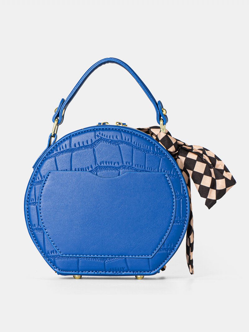 Modna Torebka Klein Blue Stone Pattern Faux Leather Nit Okrągły Jedwabny Szalik Dekoracja Torba Crossbody