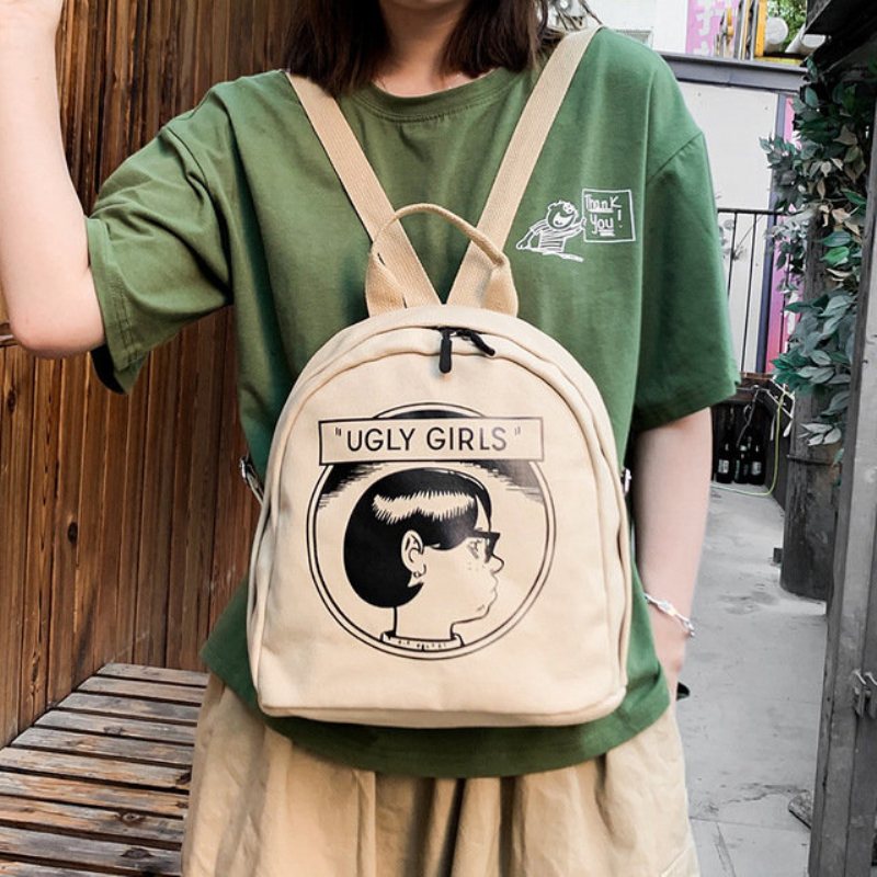 Nowa Płócienna Torba Na Ramię Ins Vintage Sense Girl Bag College Wind Campus Student Mały Plecak