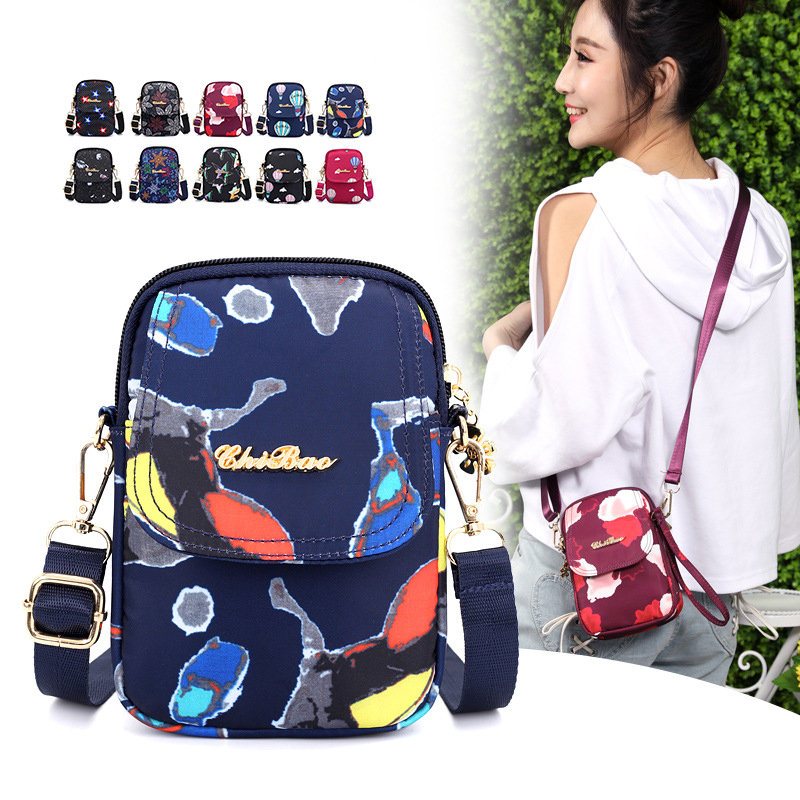 Print Nylon Casual Light 5.5-calowa Torba Na Telefon Z Klapką Na Ramię Wiszące Torby Crossbody Dla Kobiet