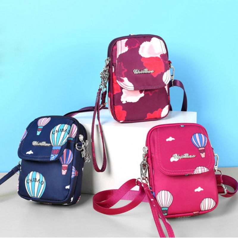 Print Nylon Casual Light 5.5-calowa Torba Na Telefon Z Klapką Na Ramię Wiszące Torby Crossbody Dla Kobiet