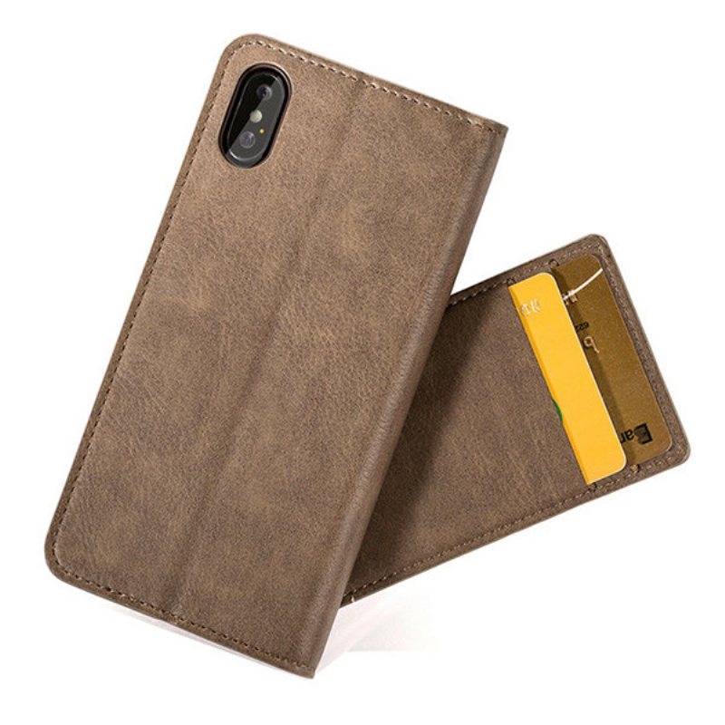 Skórzany Portfel Etui Na Telefon Slim Flip Cover Kickstand Z Ruchomym Uchwytem Na Kartę Do Iphone'a