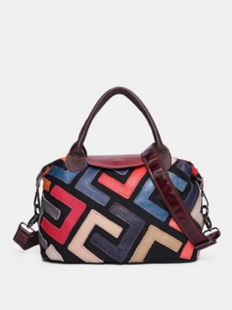 Torebki Damskie Z Prawdziwej Skóry Czeskiej Patchwork Duża Pojemność Vintage Crossbody Torby