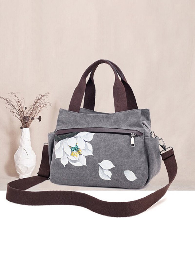 Torebki Płócienne Tote W Stylu Chińskim Kieszenie Z Przodu Torby Na Ramię Crossbody